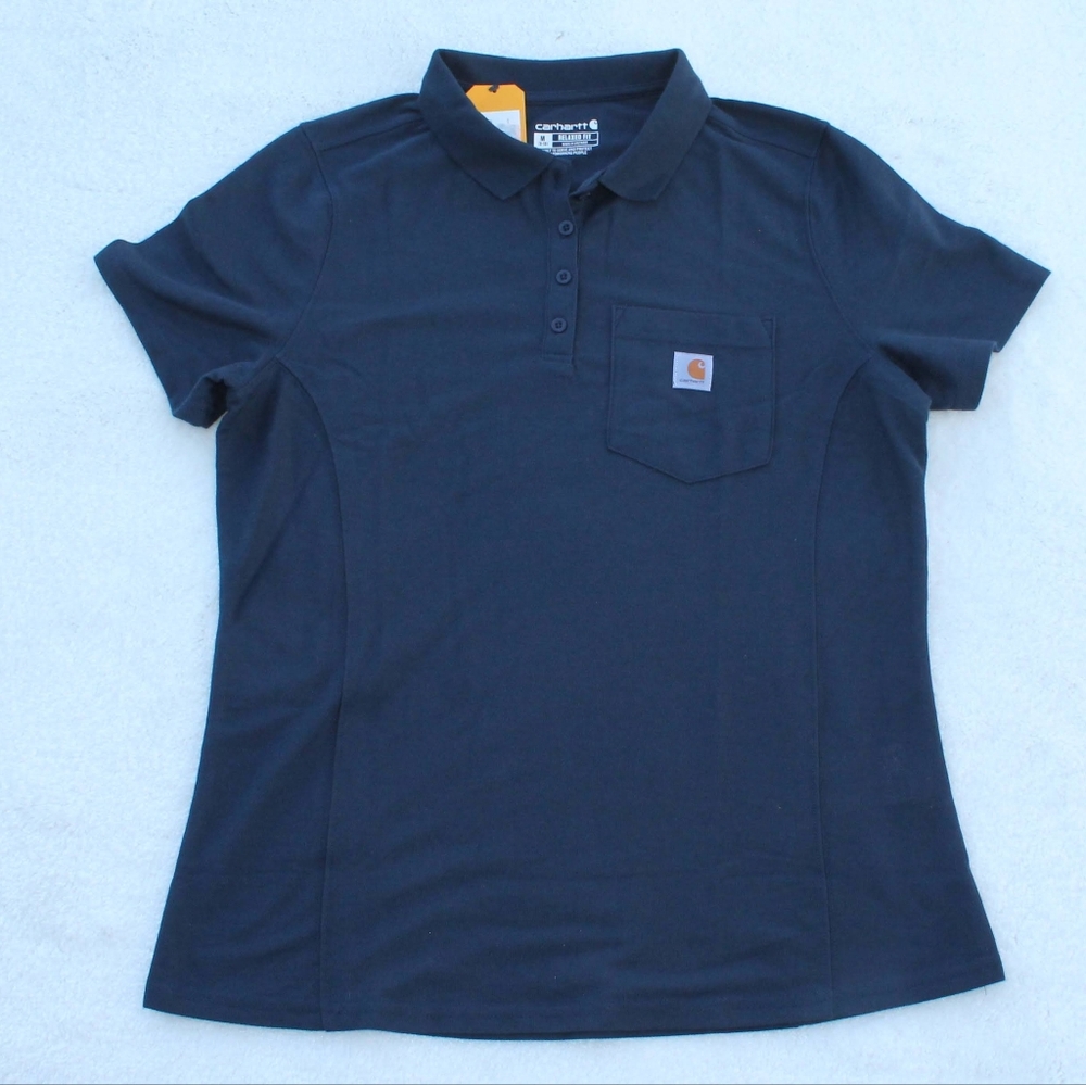 💙👷‍♀️NWT Carhartt Women's Relaxed Fit Midweight Short-Sleeve Pocket Polo